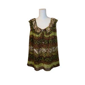 Zac & Rachel Woman Sleeveless Top Size 3X Brown Bohemian Fairy Peasant Feminine